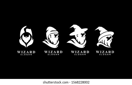 set of wizard badge logo icon design vector illustration