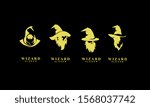 set of wizard gold logo icon design vector illustration