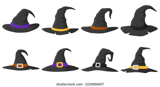 Set of Wizard Hat isolated on white background