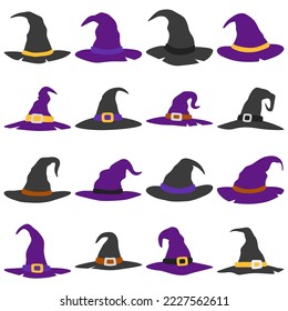 Set of Wizard Hat isolated on white background