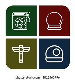 Conjunto de iconos del asistente. Como el libro de ortografía, la bola de cristal, el cetro, los iconos del asistente