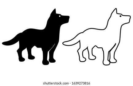 a set of wolf dogs in black for a logo or icon