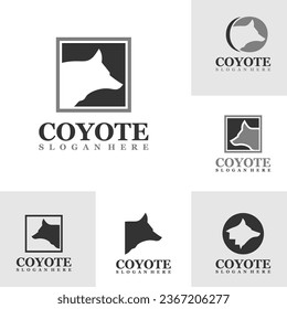 Set of Wolf Head logo design Vector. Coyote logo design template Illustration
