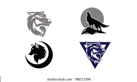 Set of Wolf Head Logo Design Template. Wolf Logo Design Vector illustration