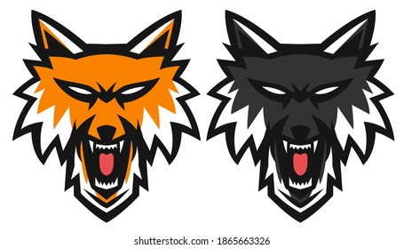 Set of wolf head mascot logo design vector illustration. Wolf head vector illustration.