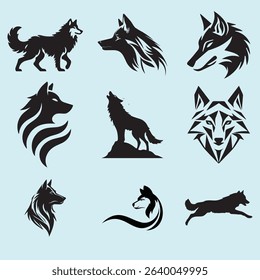 A set of Wolf icon vector.