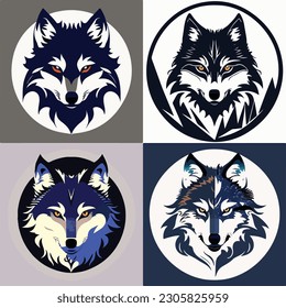 conjunto de logotipo de lobo arte luz vectores ilustración de negocios logo arte
