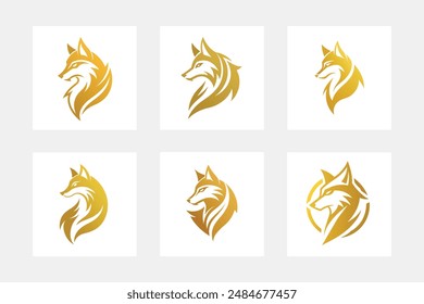 Set of wolf logo illustration.