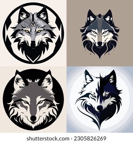 set of wolf logo modern creative vector illustration business logo design art