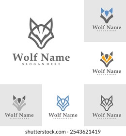 Set of Wolf logo vector illustration. Wolf Head logo design concept template