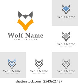 Set of Wolf logo vector illustration. Wolf Head logo design concept template