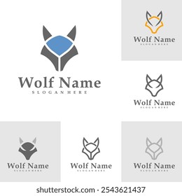 Set of Wolf logo vector illustration. Wolf Head logo design concept template