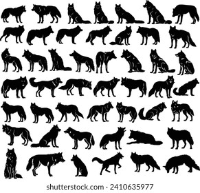 Set of Wolf Silhouette Collections