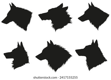 Satz Wolfsilhouette, Hundehund, Wildtiere, Vektorgrafik