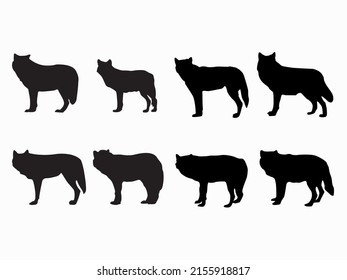 set of wolf silhouette logo.vector illustration