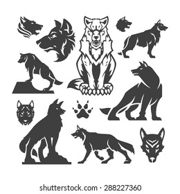 Set Wolfs vector illustrations.