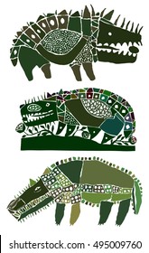Set of wolves.Vector illustration.