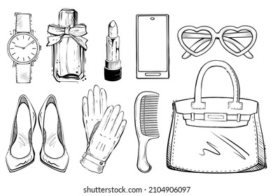 Set of woman accessories,vector illustration
