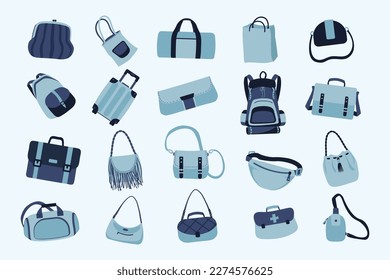 Set of Woman Bag Simple Flat Design Illustration