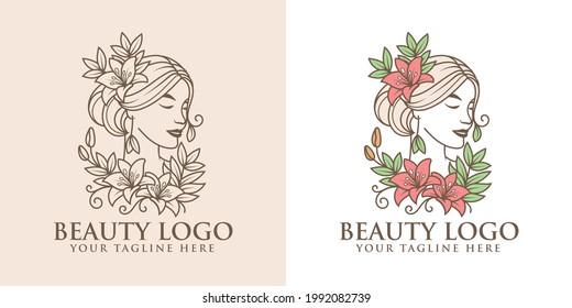 Set Woman Beauty Logo Template Stock Vector (Royalty Free) 1992082739 ...