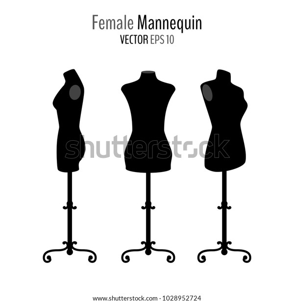 白い背景に女性のボディー黒のマネキンのセット フロアスタンドの前と横のマネキン グラフィックデザイン用のベクターイラスト のベクター画像素材 ロイヤリティフリー