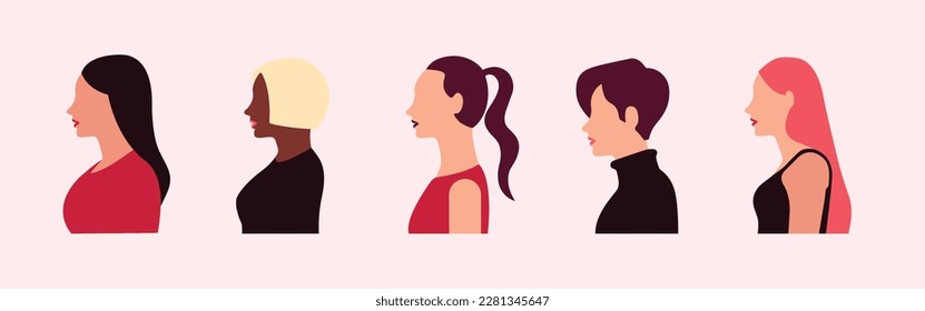 set of woman character illustration