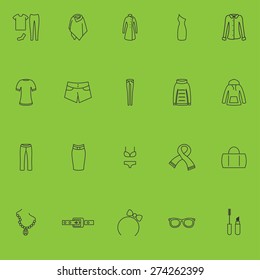 Set of woman clothing icons