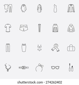 Set of woman clothing icons