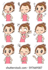 Set of woman with different expressions