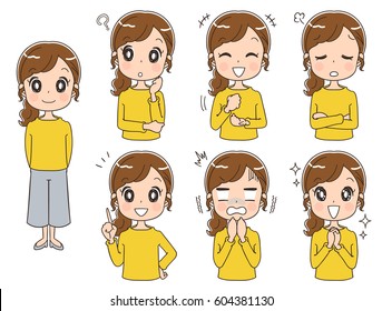 Set of woman with different expressions