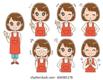 Set of woman with different expressions