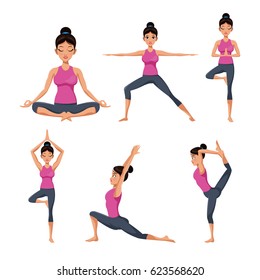 set woman different yoga