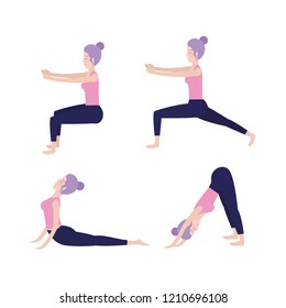 set woman doing exercise posture