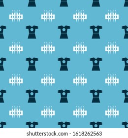 Set Woman dress and Needle for sewing on seamless pattern. Vector