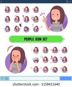 A set of woman with expresses various emotions on the SNS screen.There are variations of emotions such as joy and sadness.It's vector art so it's easy to edit.