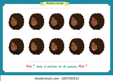 Set of woman expression isolated.Young housewife emotion portraits.Isolated on white.Cute woman emotional female head illustration. vector face girl, sad, smiling.Businesswoman character.Girl Avatar