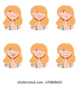 Set of woman face icons