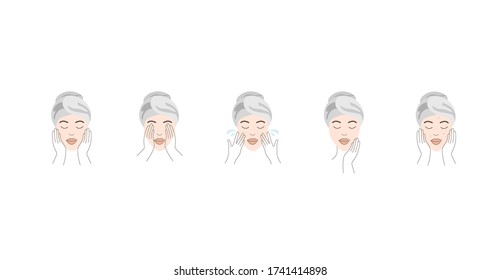 Set woman  face. Vector isolated stock illustrations.