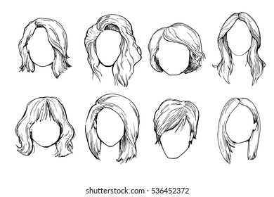 Set of Woman hairstyles.