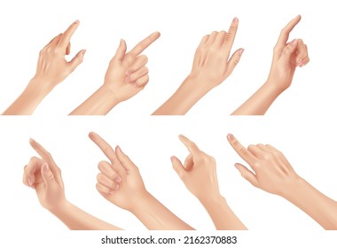 Set of Woman Hands on white background, realistic vector illustration - Shutterstock ID 2162370883