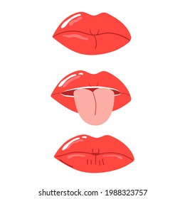 Set of woman lips. Flat illustration.