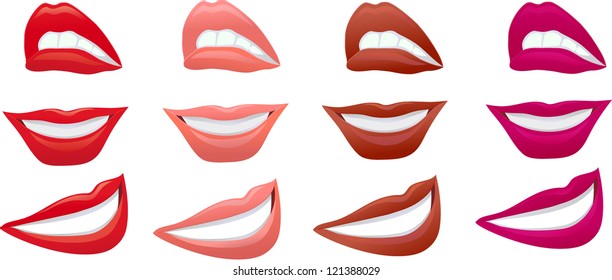 Set of woman lips. Vector.
