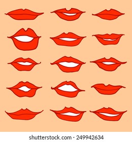 Set of woman lips. Vector design.