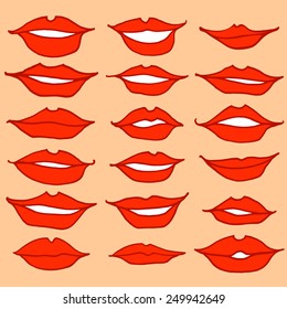 Set of woman lips. Vector design.