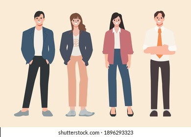 Set Of Woman And Man Character. Avatar People Vector Design. Business Man And Business Woman Collection.