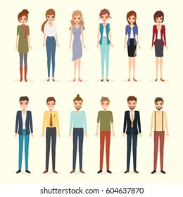 Set of woman and man character. avatar people realistic vector design. business man and business woman collection.