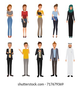 Set of woman and man character. avatar people vector design. business man and business woman collection.