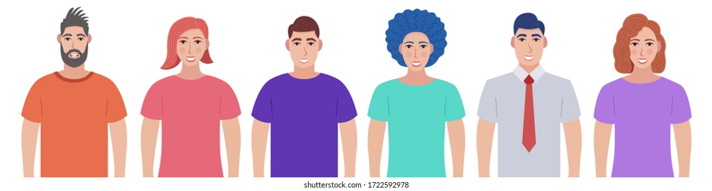 Set of woman and man character. Vector illustration.