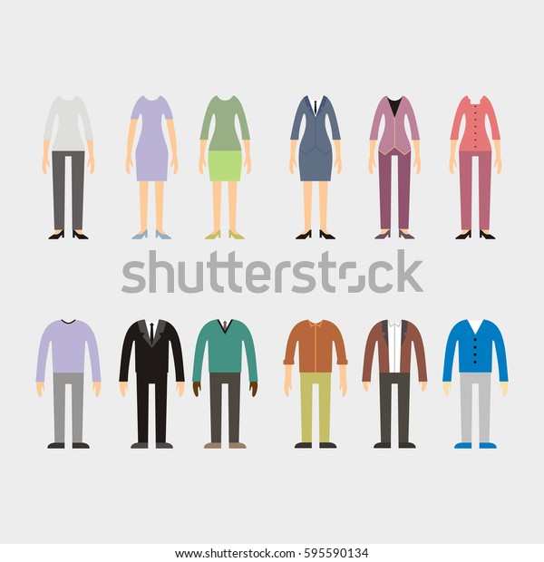 Set Woman Man Clothes Icons Vector Stock Vector (Royalty Free ...