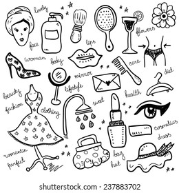 Set of woman objects